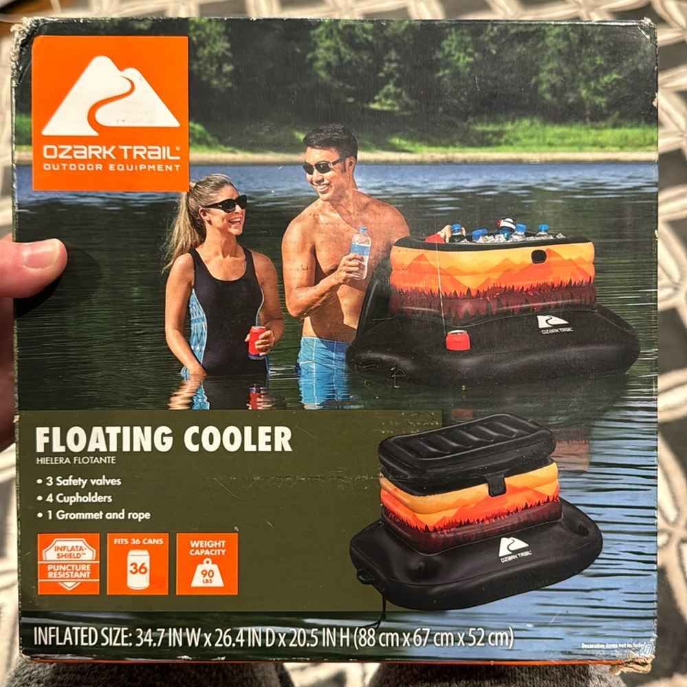 New win box, Ozark trail outdoor equipment, 36 can Floating Cooler